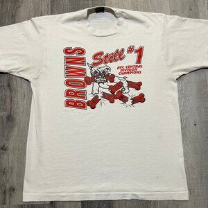 Vintage Cleveland Browns 1989 Still 1 AFC Central Div Champions NFL T Shirt